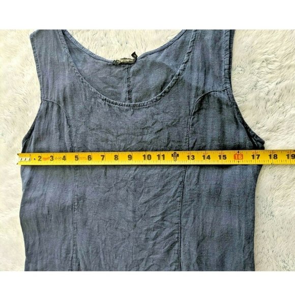 Lungo L'Arno Dress Small 100% Linen Sleeveless Crochet Trim Made in Italy BLUE - Picture 8 of 9